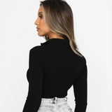 Women Jumpsuit Autumn and Winter Long Sleeve T-shirt Stand-up Collar Slim Fit Jumpsuit