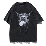 Summer washed old t-shirt printed short-sleeved men's t-shirt