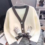 Women Knitwear Fall V-neck Sweater Female Loose Knitted Cardigan