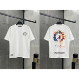 Ch hip-hop t shirts ch short-sleeved destruction horseshoe sanskrit printingloosecasualpure cotton american heavy weight short-sleeved high street