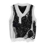 Men Vest V-neck Pullover Sweater Men's Sweater Vest