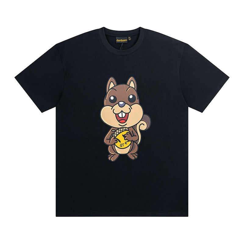 Drew house tshirt premium r collection smiley face, squirrel & chestnut design crew neck, pullover, short sleeve wholesale single piece