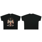 saint m t shirts s.m character heart pattern crew neck pullover short sleeve one-piece