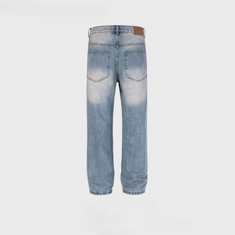 MIJKO Men's Vintage Pants MIJKO Men's Women's Wash Water Old Trousers Straight High Street Jeans