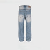 MIJKO Men's Vintage Pants MIJKO Men's Women's Wash Water Old Trousers Straight High Street Jeans