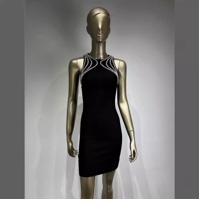 Women Dresses Evening Party Dress round Neck Sleeveless Party Dress (Ont0408)