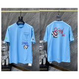 Ch hip-hop t shirts high streetch crowletter football graffiti short sleeves loosecasualpure cotton american heavy weight short sleeves