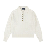 Rl ralph pony wool sweatersweatertopsknittingfall and winterpolo collarcasualpullover macaron couple