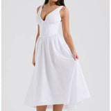 Women Dresses Summer V-neck Dress High Waist Sexy Long Dress (Xds0414)