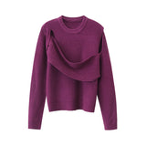 Women Sweater Knitwear off-Shoulder Sweater Autumn Irregular Thickened Knitting Top