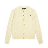 Macaron color rl ralph pony casualsweetcardigan women's fall and winter dopamine round neck cardiganknitting wool sweater