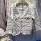 Women Knitwear Autumn and Winter V-neck Tassel Sweater Loose Knitted Cardigan