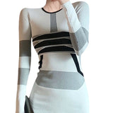 Women Maxi Dress Autumn and Winter Long Sleeve Narrow Knitted Dress