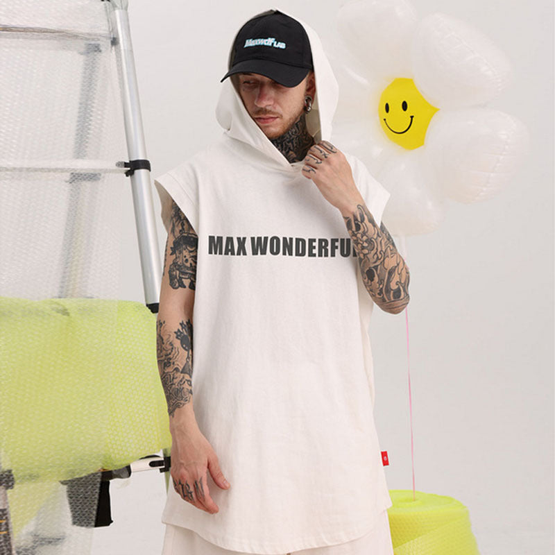 Men Vest Hip Hop Oversize Sleeveless T-shirt Men