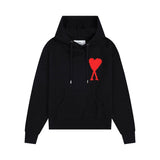 Heavy weight! ami arauneif wool hooded sweatshirt heartembroidersweaterlong sleevessweatshirtloose