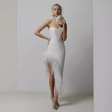 Women Dresses Pink Bandage One-Piece Dress Feather Party Dress (Ont0408)