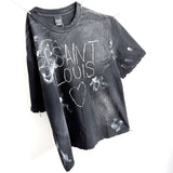 saint m t shirts s.m street style hand-painted graffiti crew neck pullover short sleeve t-shirt