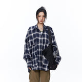 Unisex Jacket Fall Loose Plaid Shirt