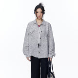 Unisex Jacket Autumn Coarse Woven Black and White Shirt