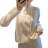 Women Knitwear Autumn and Winter Turtleneck Sweater Loose Knitted Cardigan