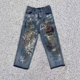 Saint m t pants s.m distressed handpainted graffiti loose casual pants wholesale