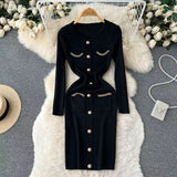 Women Maxi Dress Autumn and Winter Knitting Sheath Dress