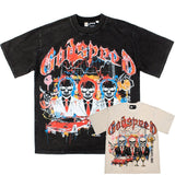 Hip-hop t shirts american trader skull printingretro washed and distressed loose rock and roll short-sleeved t-shirt tee
