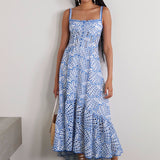 Women Dresses Summer Hollow Embroidery Long Suspender Skirt (Qymy0409)