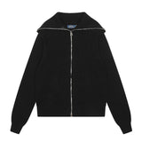 Rlraf pony lapel casualsweetcardiganloosecasual women's fall and winter zippercardiganknitting woolen clothes