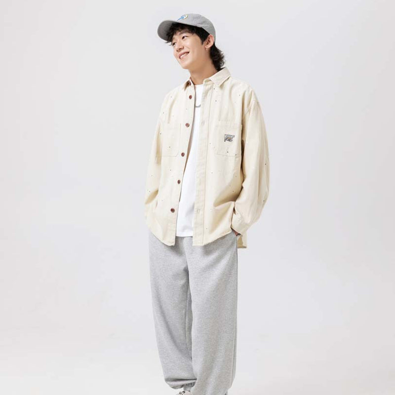 Unisex Jacket Autumn Letter Embroidered Shirt