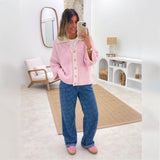 Women's spring amazon cross-border fashion heart crochet denim jeans - women's casual washed straight-leg trousers