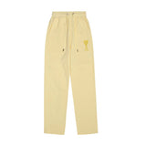 Ami aheoine heart embroidery macaron casual sweatpants - straight leg, drawstring elastic waist