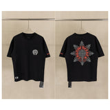 Ch hip-hop t shirts ch croo short-sleeved stylish scroll sanskrit horseshoe cross logo printingloosecasual american heavy weight
