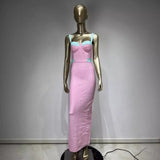 Women Dresses Bandage Long Dress Pink Elegant Party Dress Skirt (Ont0408)