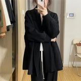 Women Knitted Cardigan Vintage Sweater Coat Cardigan Loose Long Knitted Top