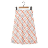 Women Skirt Summer Plaid Skirt Hip-Wrapped Mid-Length Dress