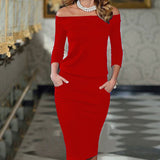 Women Evening Gown Sexy Dress Long Sleeve Narrow Dress