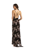 Women Evening Gown Sexy V-neck Strap Backless Formal Dress Sequins Dress