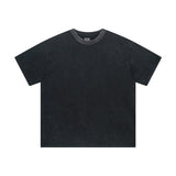 saint m t shirts s.m. washed & distressed solid color heavyweight short-sleeve tee with a small neckline
