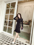 Women Maxi Dress Autumn and Winter round Neck Long Sleeve Narrow Knitted Dress