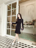 Women Maxi Dress Autumn and Winter round Neck Long Sleeve Narrow Knitted Dress