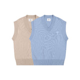 Ami korean style v-neck knitted vest - women's autumn heart jacquard sleeveless sweater vest - versatile outerwear top
