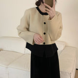 Women Knitwear Autumn and Winter round Neck Sweater Loose Short Knitted Cardigan