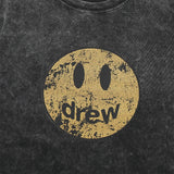 Drew house tshirt r collection d@ew distressed smiley face graphic washed and garmentdyed short sleeve tee wholesale