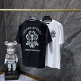 Ch hip-hop t shirts high version ch couple sanskrit sword cross embroidery leather short sleeve american high street