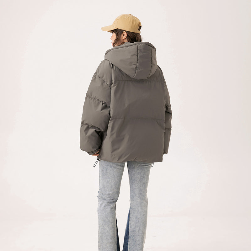 Unisex Coat Winter Detachable Cap Zipped Cotton-Padded Jacket
