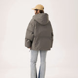 Unisex Coat Winter Detachable Cap Zipped Cotton-Padded Jacket