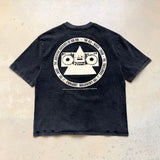 saint m t shirts s.m collaboration letter print graphic washed vintage pullover crew neck short sleeve tee