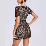 Women's Evening Dress Casual Lace Hollow Short Sleeve Dress