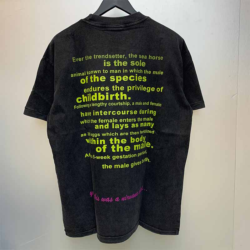 SAINT MICHAEL Vintage T Shirt Nirvana Band Seahorse Vintage Short Sleeve